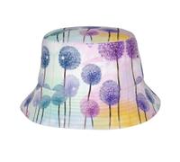 QAZWZML Cappello da pescatore per vacanze all'aperto con fiori colorati viola farfalla stampata cappello da sole per adulti adatto per escursioni in spiaggia in bicicletta