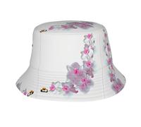 QAZWZML Cappello da pescatore per vacanze all'aperto con fiori di ciliegio stampato cappello da sole per adulti adatto per escursionismo, spiaggia, ciclismo, nero