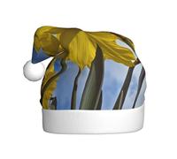 QAZWZML Cappello di Natale per adulti con narciso giallo stampato cappello adatto per feste di Capodanno e riunioni di famiglia di vacanze