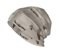 QAZWZML Cappello lavorato a maglia con stampa aeronautica della seconda guerra mondiale, cappello da sci, cappello senza tesa adatto per casa, viaggi all'aperto e uso quotidiano. Nero
