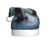 QAZWZML Cappello natalizio con stampa di nave pirata con sirena e vela sul mare, cappello decorativo per adulti, adatto per feste di Natale, accessori di abbigliamento