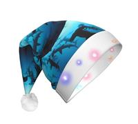 QAZWZML Cappello natalizio per adulti stampato con squali martello, cappello decorativo illuminato, perfetto per feste o celebrazioni di Capodanno.
