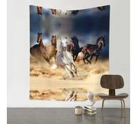 QAZWZML Cavallo che corre nella tempesta del deserto 152,4 x 129,5 cm, arazzo decorativo da parete, può essere utilizzato come decorazione da parete, coperta da picnic o tappeto.