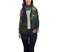 QAZWZML Chalet in riva al lago Scialle stampato con frange a pelo lungo sciarpa con frange adatto per eventi serali e matrimoni