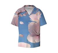 QAZWZML Cherry Blossoms - Camicia a maniche corte da uomo, adatta per spiaggia, vacanze, viaggi e attività all'aperto., Nero , S/5XL