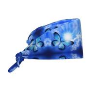 QAZWZML Cuffia da lavoro con stampa a farfalla, con cinturino posteriore regolabile e fascia per il sudore, adatta sia per uomini che per donne. Nero