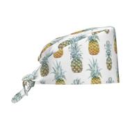QAZWZML Cuffia da lavoro con stampa ananas, alla moda, con cinturino posteriore regolabile e fascia tergisudore, adatta sia per uomini che per donne, colore nero