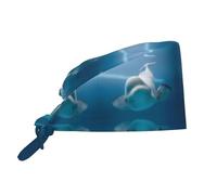 QAZWZML Cuffia da lavoro con stampa balena, con fascia posteriore regolabile e fascia per il sudore, adatta sia per uomini che per donne. Nero