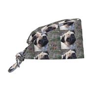 QAZWZML Cuffia da lavoro con stampa carlino con fascia posteriore regolabile e fascia per il sudore, adatta sia per uomini che per donne. Nero