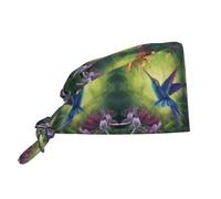 QAZWZML Cuffia da lavoro con stampa colibrì, con fascia posteriore regolabile e fascia tergisudore, adatta sia per uomini che per donne, colore nero