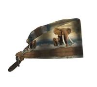 QAZWZML Cuffia da lavoro con stampa di elefanti ed elefanti del mare, con fascia posteriore regolabile e fascia per il sudore, adatta sia per uomini che per donne, colore nero