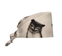 QAZWZML Cuffia da lavoro con stampa di gufo, con fascia posteriore regolabile e fascia tergisudore, adatta sia per uomini che per donne, colore: nero