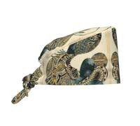 QAZWZML Cuffia da lavoro con stampa pavone con fascia posteriore regolabile e fascia tergisudore, adatta sia per uomini che per donne. Nero