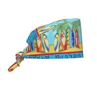 QAZWZML Cuffia da lavoro con stampa tavola da surf con cinturino posteriore regolabile e fascia tergisudore, adatta sia per uomini che per donne. Nero