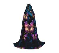 QAZWZML Deep Purple Butterfly Pattern Medium Stampato Teen Mantello Cosplay, Spettacolo di scena e Cosplay Quotidiano All'ingrosso