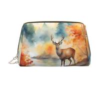 QAZWZML Deer by the River - Borsa da viaggio per cosmetici, con stampa, adatta per viaggi di lavoro e vacanze essenziali