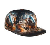 QAZWZML Elegante berretto da baseball con stampa Rugby on Fire, unisex, durevole e resistente alle pieghe, si abbina bene con abbigliamento casual e sportivo, nero