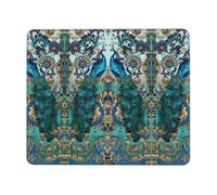 QAZWZML Elegante tappetino per mouse con stampa pavone da scrivania, adatto per ufficio e gioco, 17,8 x 21,8 cm