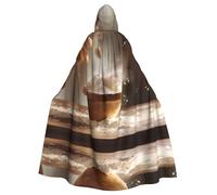 QAZWZML Farina - Mantella con cappuccio stampata con papillon e design senza cerniera, adatta per feste, cosplay e costumi a tema