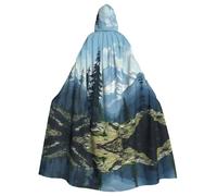 QAZWZML Fig. Tomba Stampato Halloween Cappuccio Mantello Adulto Costume Capo Largo Cappuccio Con Papillon Adatto Per Le Feste In Costume