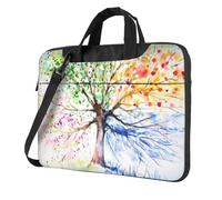 QAZWZML Four Seasons Spring Tree - Borsa a tracolla per computer portatile, adatta per viaggi e uso quotidiano, Nero , 14 inch