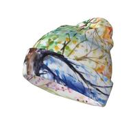 QAZWZML Four Seasons Spring Tree Printed Adult Knit Hat Winter Knit Hat Adatto da indossare nelle stagioni fredde caldo e confortevole nero