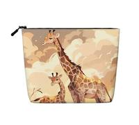 QAZWZML Giraffa madre e bambino Stampato singolo strato finto lino borsa cosmetica portatile con cerniera borsa cosmetica accessorio da viaggio