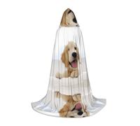 QAZWZML Golden Retriever Puppies - Mantello con cappuccio per adolescenti, per feste, costumi da strega e feste in costume