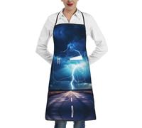 QAZWZML Grembiule da cuoco stampato con stampa fulmine in un lampo, grembiule da cuoco con tasca grande con orlo overlock, adatto per cuocere e grigliare