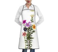 QAZWZML Grembiule da cuoco stampato resistente alle macchie con fiori che crescono verso l'alto, grembiule da chef con tasca grande, adatto per cuocere e grigliare