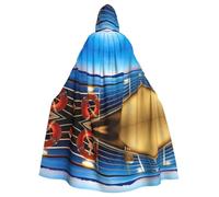 QAZWZML Halloween adulto con cappuccio mantello Pool Party Cruise Ship stampato vacanza mantello con cappuccio adatto per costumi di vacanza e costumi di carattere