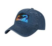 QAZWZML Ice and Fire Dragons, berretto da baseball regolabile, con visiera curva, adatto per spiaggia e viaggi, blu navy, Taglia unica