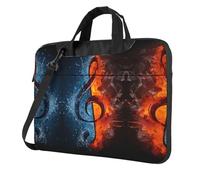 QAZWZML Ice and Fire Music Key Patterned borsa portatile per laptop con tracolla, può essere indossata come borsa a tracolla, Nero , 15.6 inch