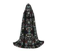 QAZWZML L Funny Cats Birds and Flowers stampato mantello con cappuccio, Halloween Stage Performance, Cosplay Retro Giacca con cappuccio