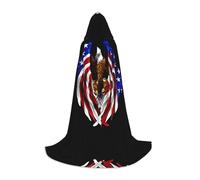 QAZWZML L USA Flag Patriotic Eagle stampato mantello con cappuccio per spettacoli teatrali cosplay
