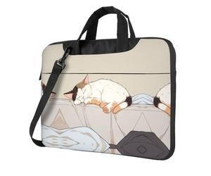QAZWZML La pigrizia del gatto Borsa portatile per laptop con tracolla, può essere indossata come borsa a tracolla, Nero , 13 inch