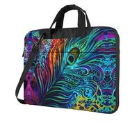 QAZWZML La piuma colorata ha stampato la borsa a tracolla della borsa di totalizzatore del computer portatile adatta per il viaggio e l'uso, Nero , 14 inch
