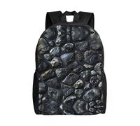 QAZWZML La texture nera della roccia stampa grandi zaini per laptop da uomo e donna con scomparti, zaini da viaggio impermeabili, borse Oxford resistenti