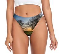 QAZWZML Lavender Meadow at Sunset Spring - Biancheria intima da donna a vita bassa, elasticizzata, adatta per pantaloni da yoga e leggings., Nero , XS