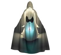 QAZWZML Little Ghost's - Mantello con cappuccio stampato con papillon e design senza cerniera, adatto per feste, cosplay e costumi a tema