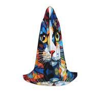 QAZWZML M Acquerello di un gatto stampato mantello con cappuccio per spettacoli teatrali cosplay
