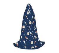 QAZWZML M Rocket in Space - Mantella con cappuccio stampata, per feste di festa, cosplay, con cappuccio