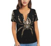 QAZWZML Maglietta a maniche corte comoda e comoda per la corsa e il fitness | T-shirt a maniche corte con stampa di ragno spaventoso e comoda per corsa e fitness