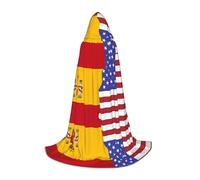 QAZWZML Mantella con cappuccio stampata con bandiera della Spagna americana, performance sul palcoscenico, giacca con cappuccio cosplay