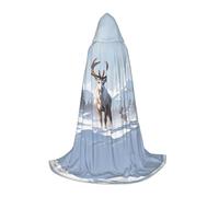 QAZWZML Mantello con cappuccio a forma di renna nella neve per adolescenti, per feste, costumi da strega e feste in costume