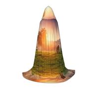 QAZWZML Mantello con cappuccio per adolescenti con motivo cavallo al crepuscolo per feste di vacanza, costumi da strega e feste in costume