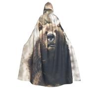 QAZWZML Mantello con cappuccio per adulti di Halloween Bear in the Wild stampato vacanza mantello con cappuccio adatto per costumi di vacanza e costumi di carattere