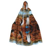 QAZWZML Mantello con cappuccio per Halloween per adulti, con uccellino blu, stampato per feste festive, adatto per decorazioni di palcoscenico e feste in famiglia