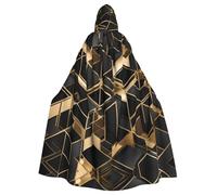 QAZWZML Mantello con cappuccio stampato a quadri nero e oro per adulti senza cerniera extra large senza cerniera