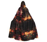 QAZWZML Mantello con cappuccio stampato luce colorata Halloween costume adulto mantello a tesa larga cappuccio con papillon adatto per feste in costume